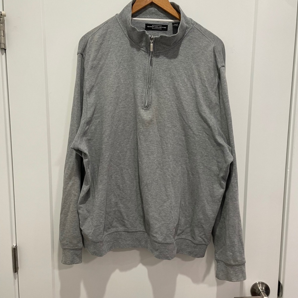 Carnoustie Mens XXL Gray 100%‎ Cotton 1/4 Zip Pullover Golf Sweater 2726